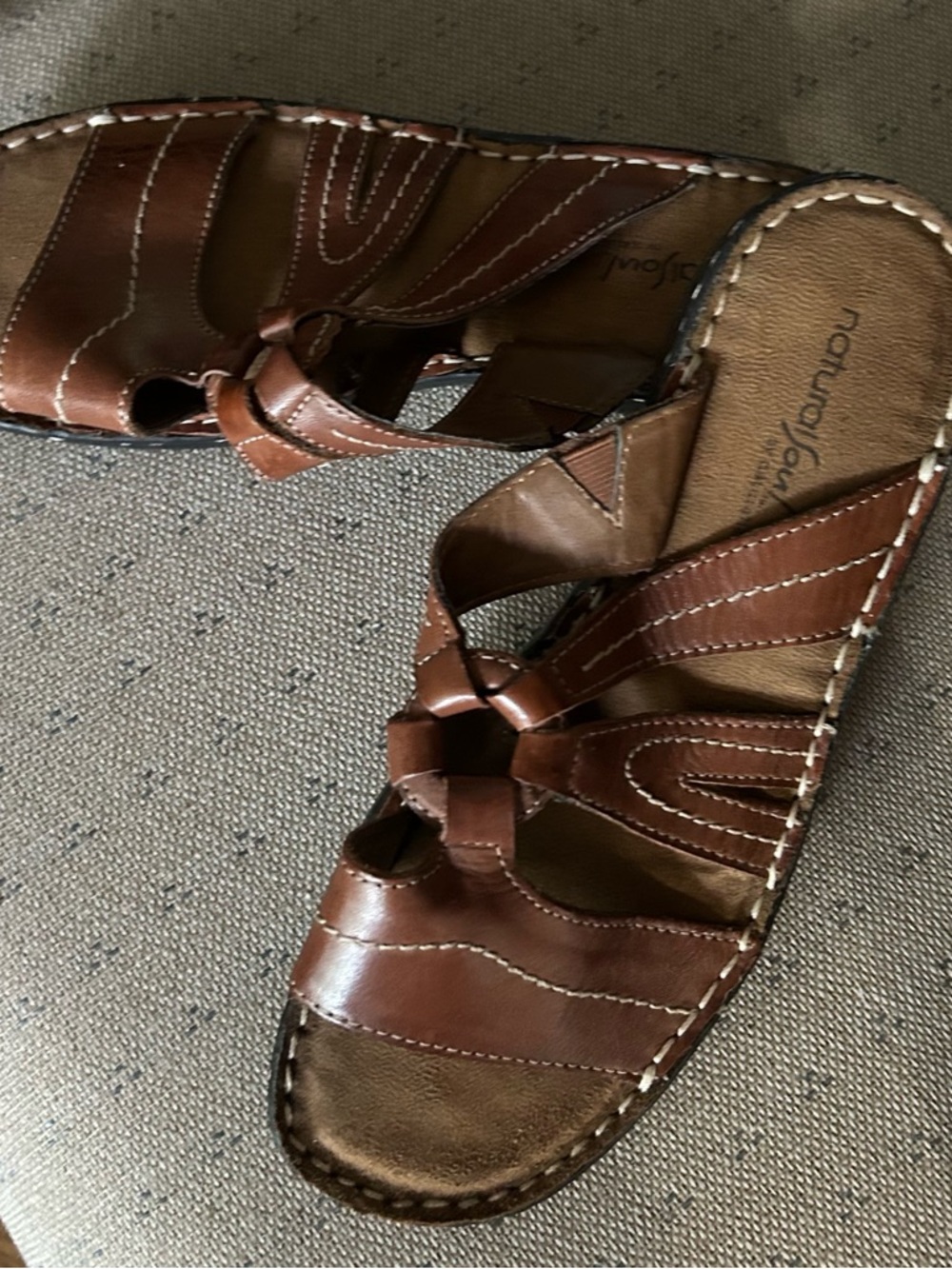 Naturalizer Brown Leather Sandals Size 8 W “Natural Soul”